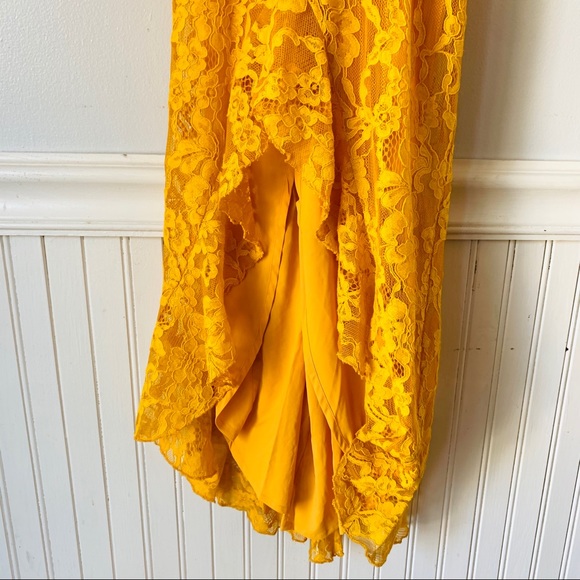NBD x Naven Revolve Bryn Yellow Lace Ruffle Dress - Picture 6 of 9